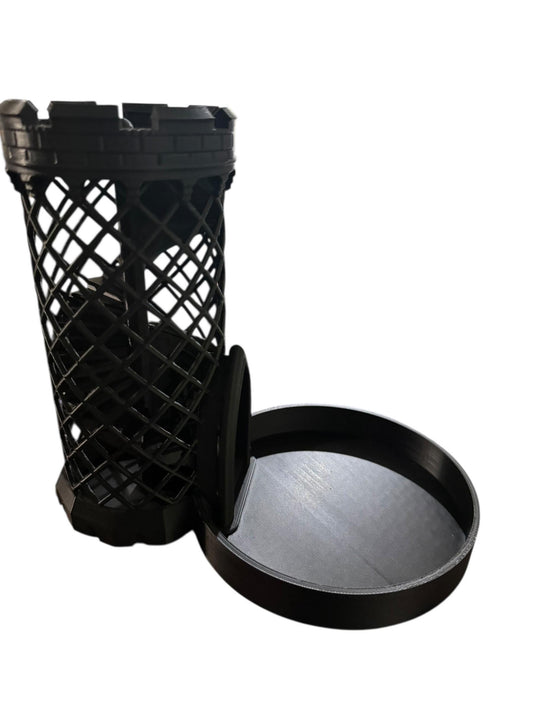 Castle Winding Stairs Dice Tower with attached tray
