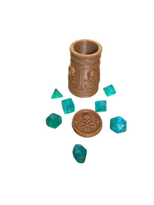 Skull and Crossbones Dice Rolling Cup with twist close lid: Dungeons and Dragons, RPG, TRPPG