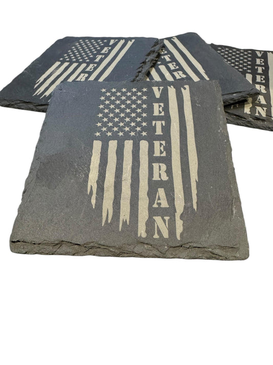 veteran flag slate coasters